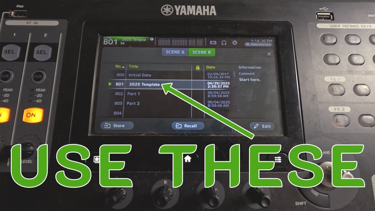 Yamaha TF for Marching Band: Scenes and Recall Safe