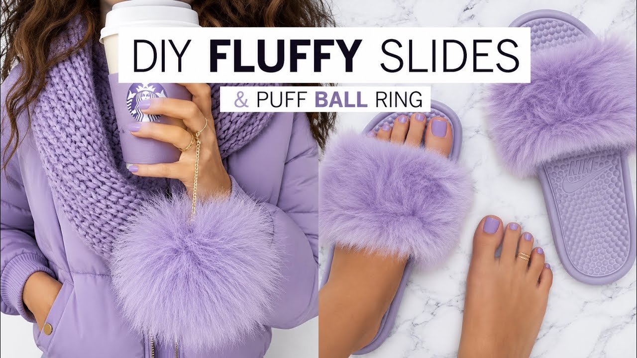 DIY Fluffy Slides & Puff Ball Ring | Alyssa Forever