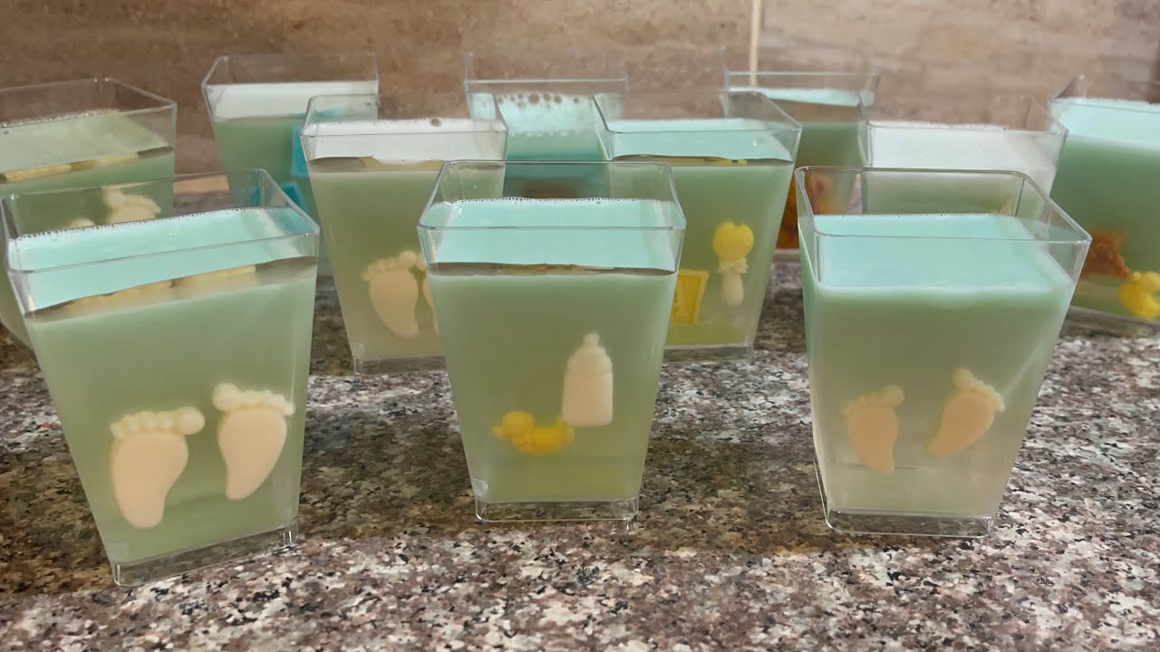 💥GELATINAS INDIVIDUALES en VASITOS para 🍼BABY SHOWER 👶🏽  de NIÑO|para MESA de POSTRES o NEGOCIO
