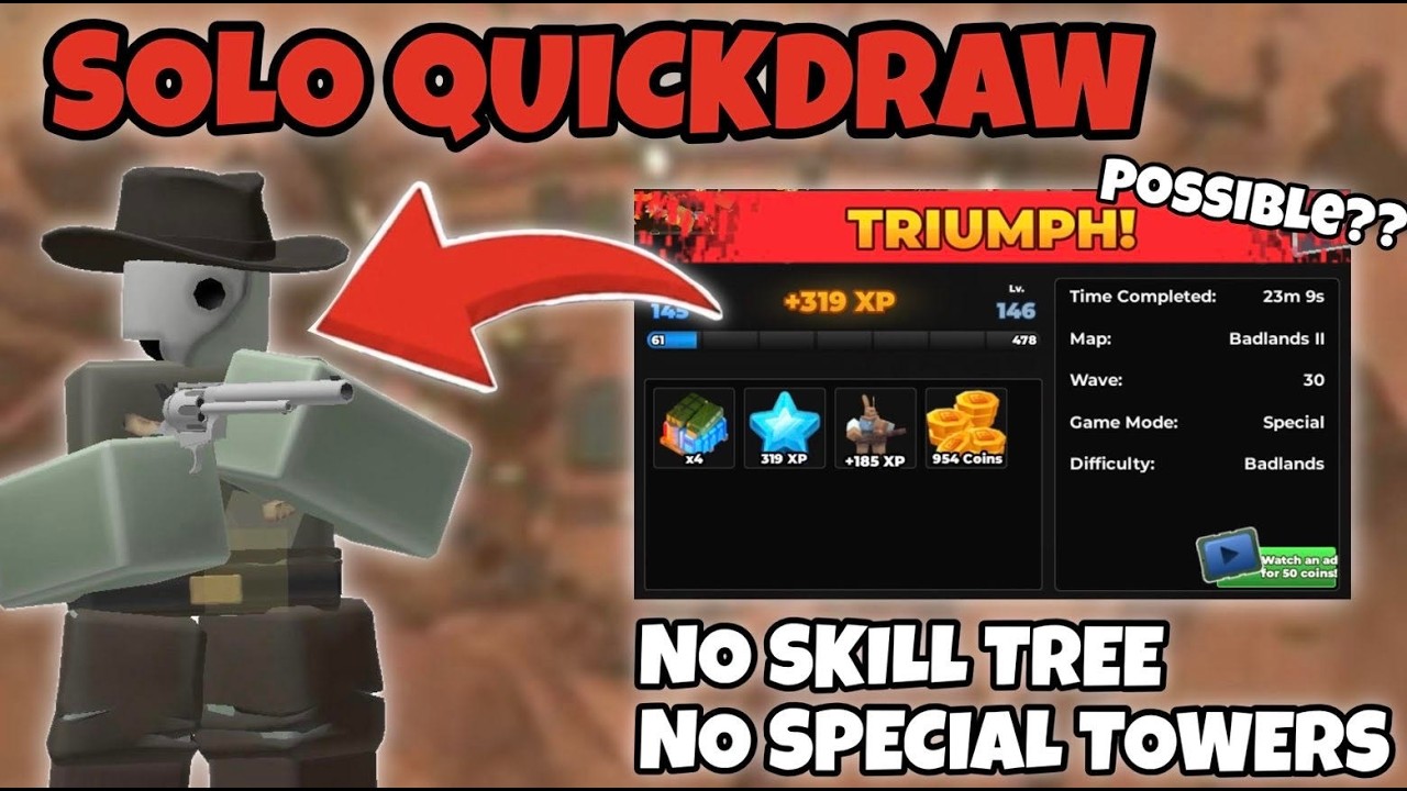 SOLO Quickdraw in TDS - No Skill Tree and NST Attempt