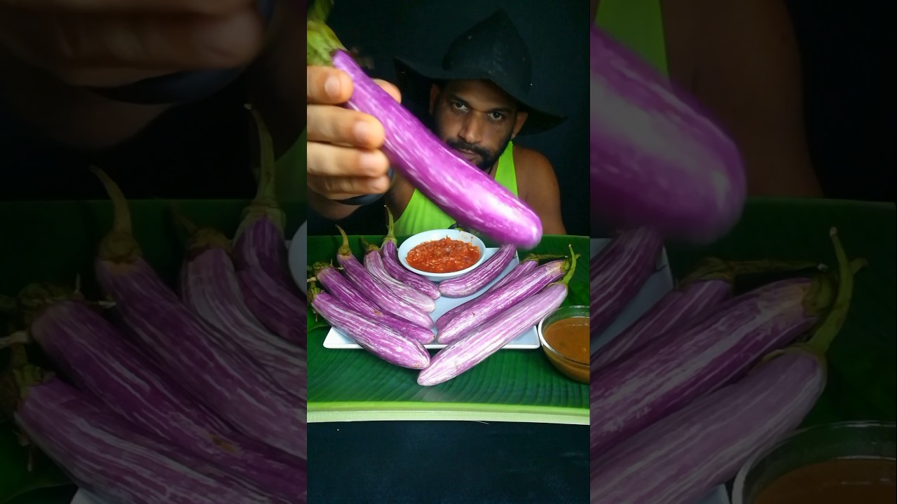 Raw brinjal asmr