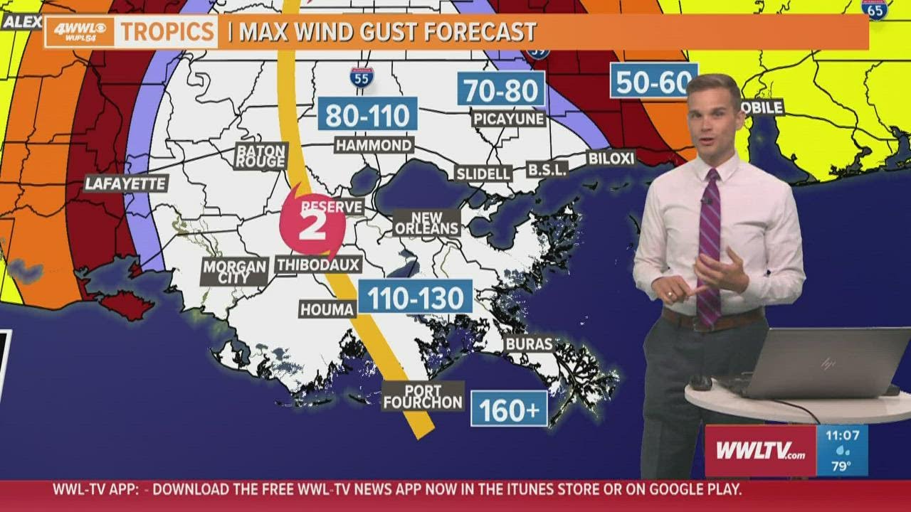 11 AM: Hurricane Ida making landfall winds at 150 mph, with gusts up to 185 mph