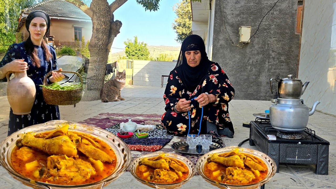Village life in Iran far from civilization | Cooking rustic chicken Abgousht | ILAM 