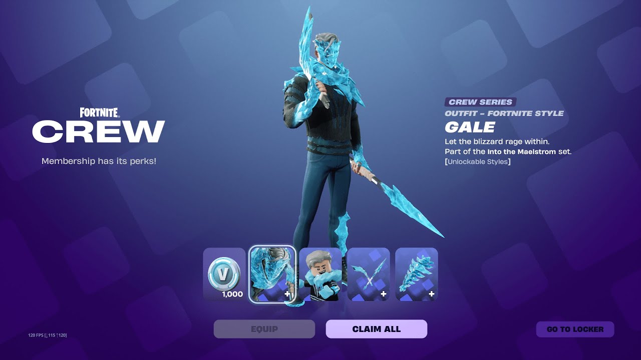 Fortnite January 2026 Crew Pack &ndash; Gale Skin Early Look