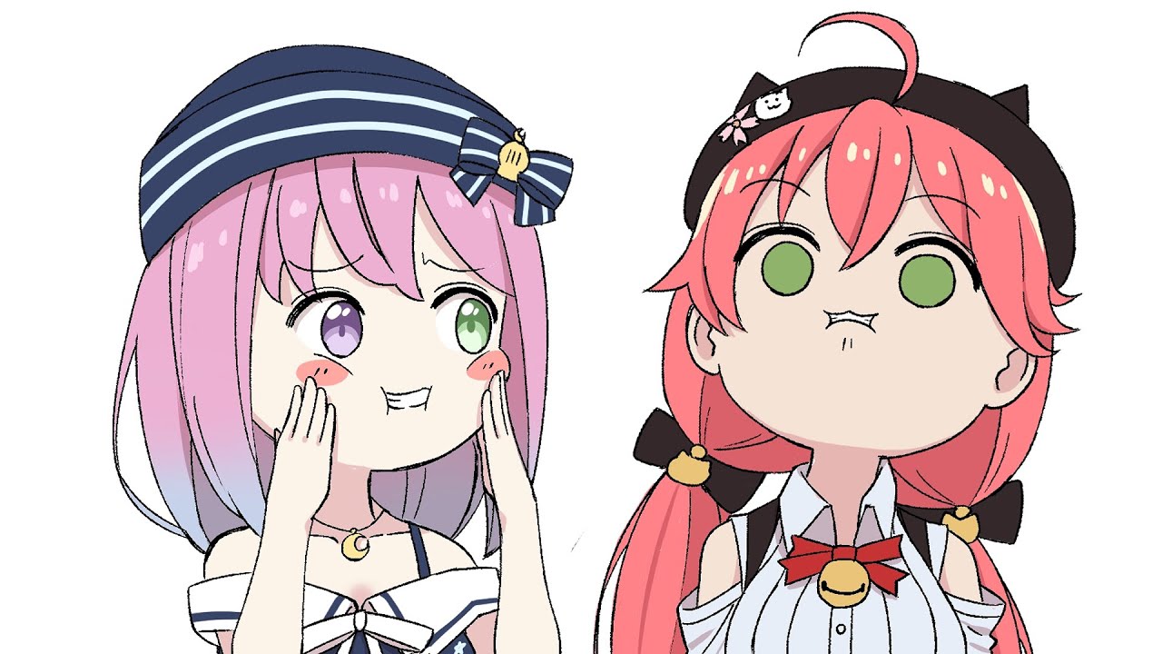 【手描き】みこちとルーナの鳴き声【姫森ルーナ/さくらみこ】