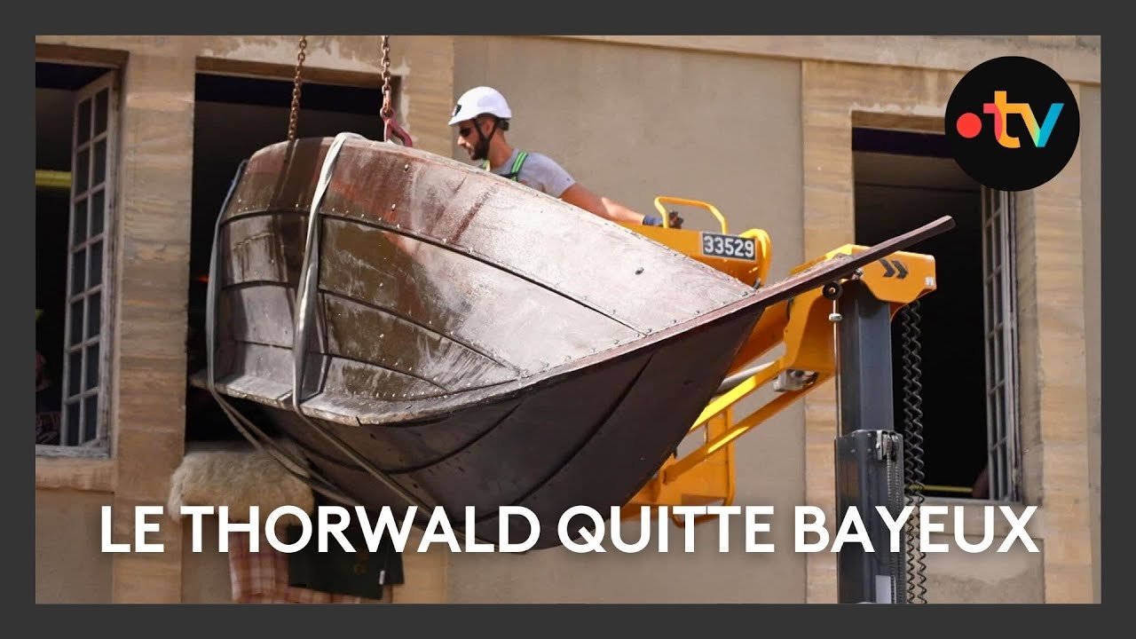 Le Thorwlad, ce navire viking, quitte le musée de la tapisserie de Bayeux