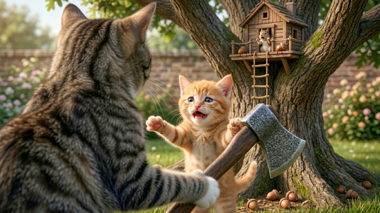 Papa Cat Wanted to Cut the Tree... But Ginger Said No For a Secret Reason 🐱🌳