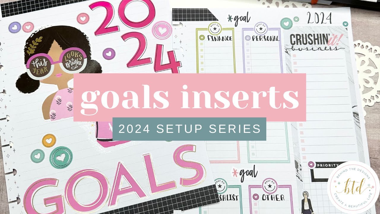 GOAL SETTING 2024 | Goals Cover Page & Brainstorm Summary Page | Happy Planner Insert