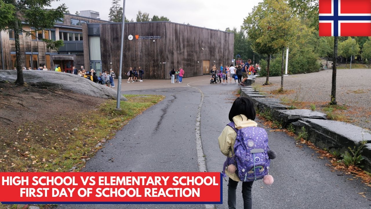 High School vs Elementary School First day Of School Reaction/Living In Norway Vlog