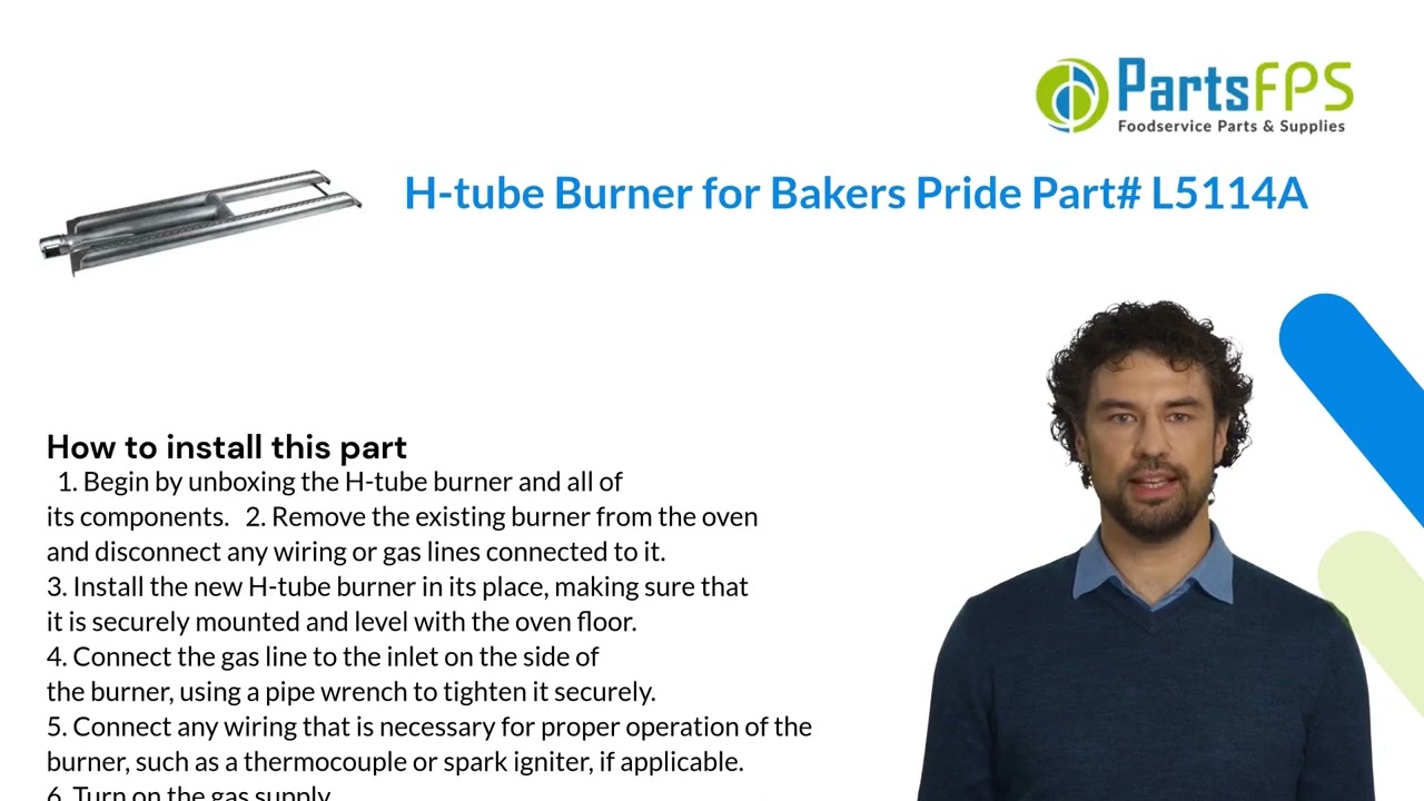 H-tube Burner for Bakers Pride Part# L5114A - PartsFPS