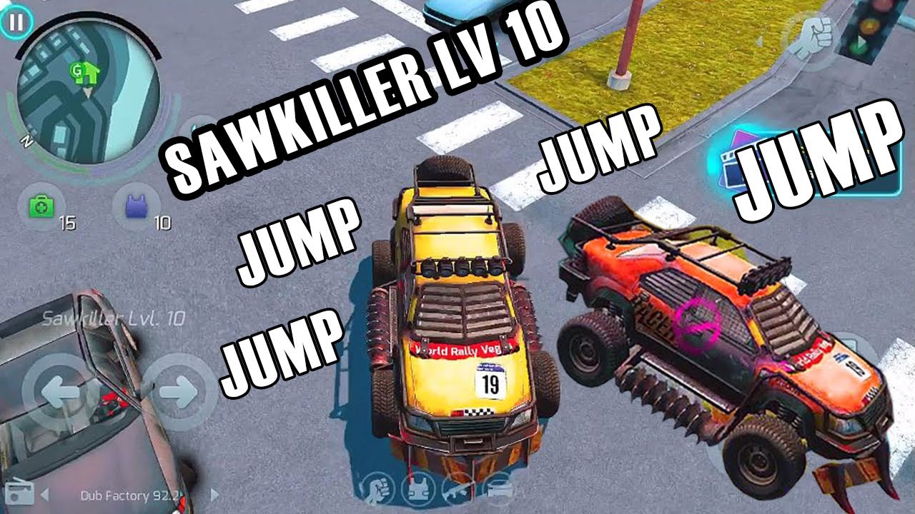 GANGSTAR VEGAS - UPGRADE SAWKILLER LV 10 | MULTIPLE JUMPING CAR