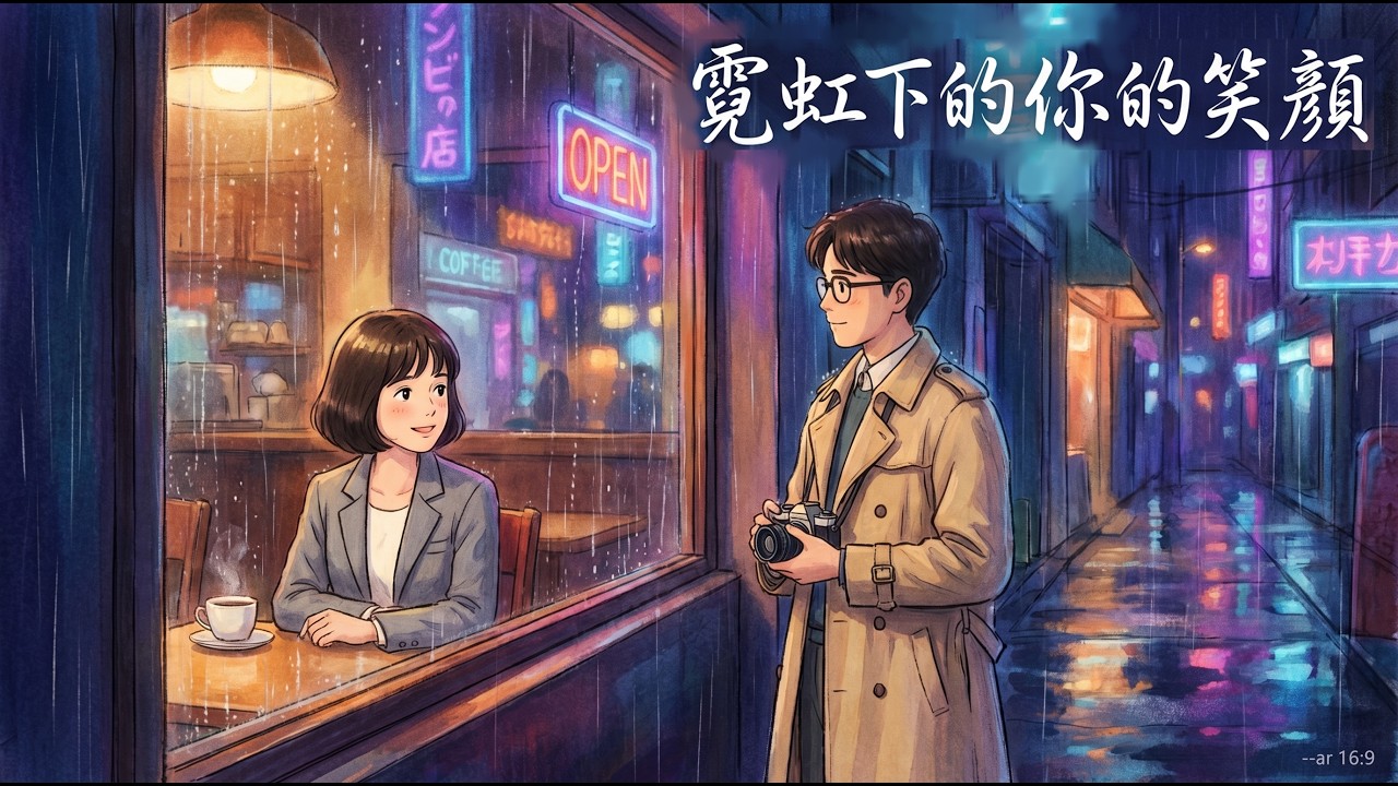 《霓虹下的你的笑顔》by Yogi & Bros.你的笑顔，像夏日不肯退場的晚霞光，像秋葉輕落肩膀，像冬夜圍住身旁的暖衣裳...
