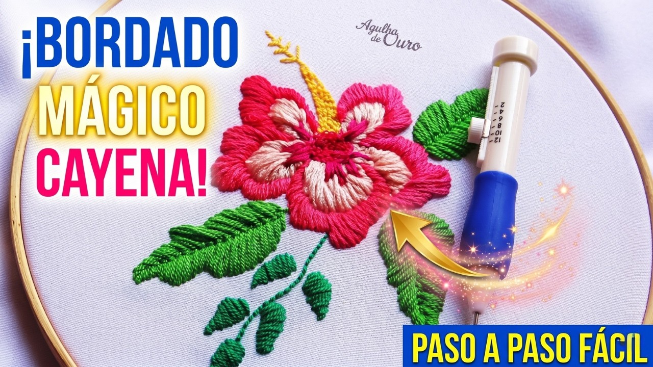 Bordado Mágico: Flor de Cayena | Punch Needle Flower Embroidery