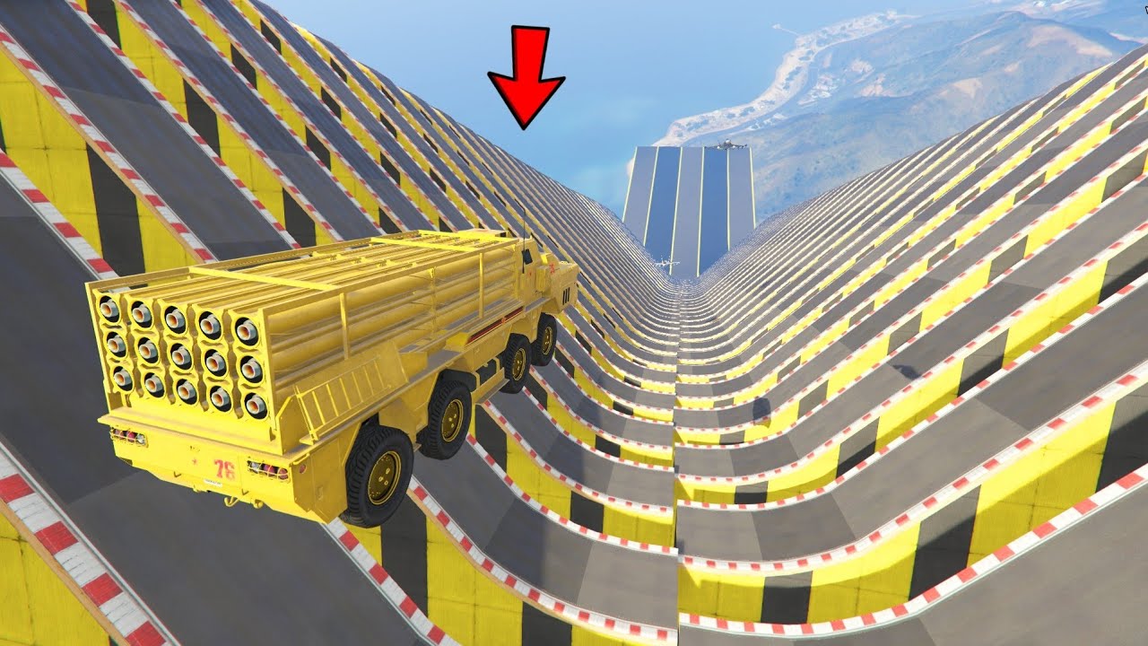 BIGGEST Mega Ramp Challenge 365.265% People Fall Down in Hole in This GTA 5 Race!