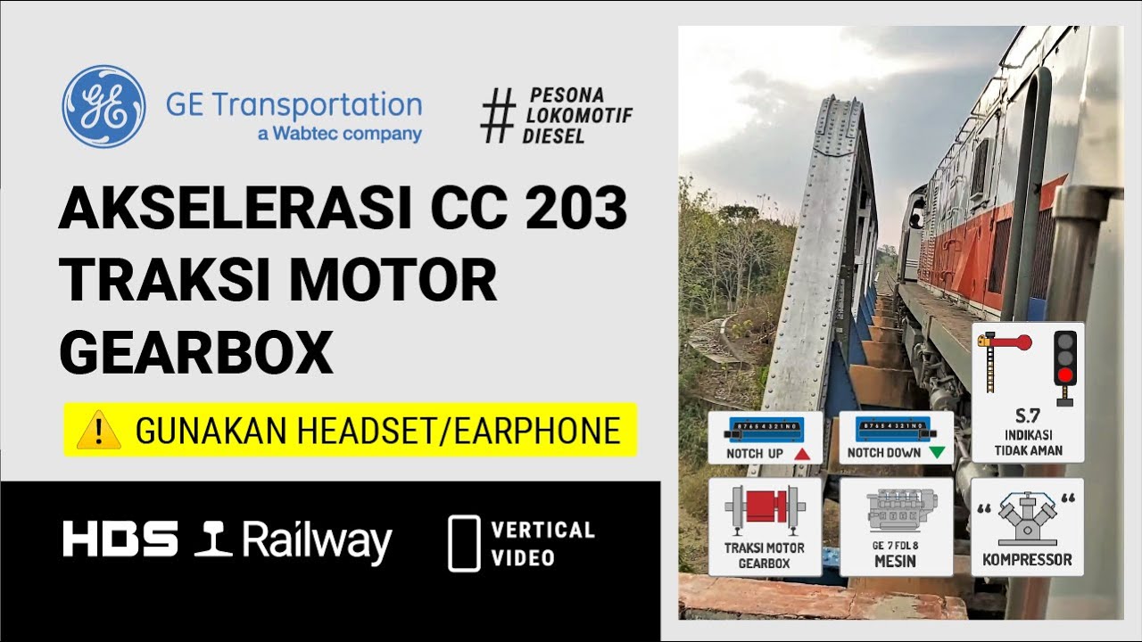 Suara Akselerasi Lokomotif CC 203 Tertahan Sinyal Masuk (Vertical Video)
