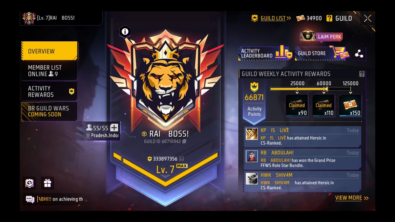 TOP 1 FREE FIRE LIVE V BADGE GUILD TESTING | GUILD TEST | GIVEAWAY REDEEM CODE FF