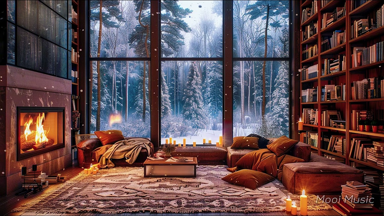 Winter Cabin Piano | Warm Fire Sounds for Study & Calm Nights