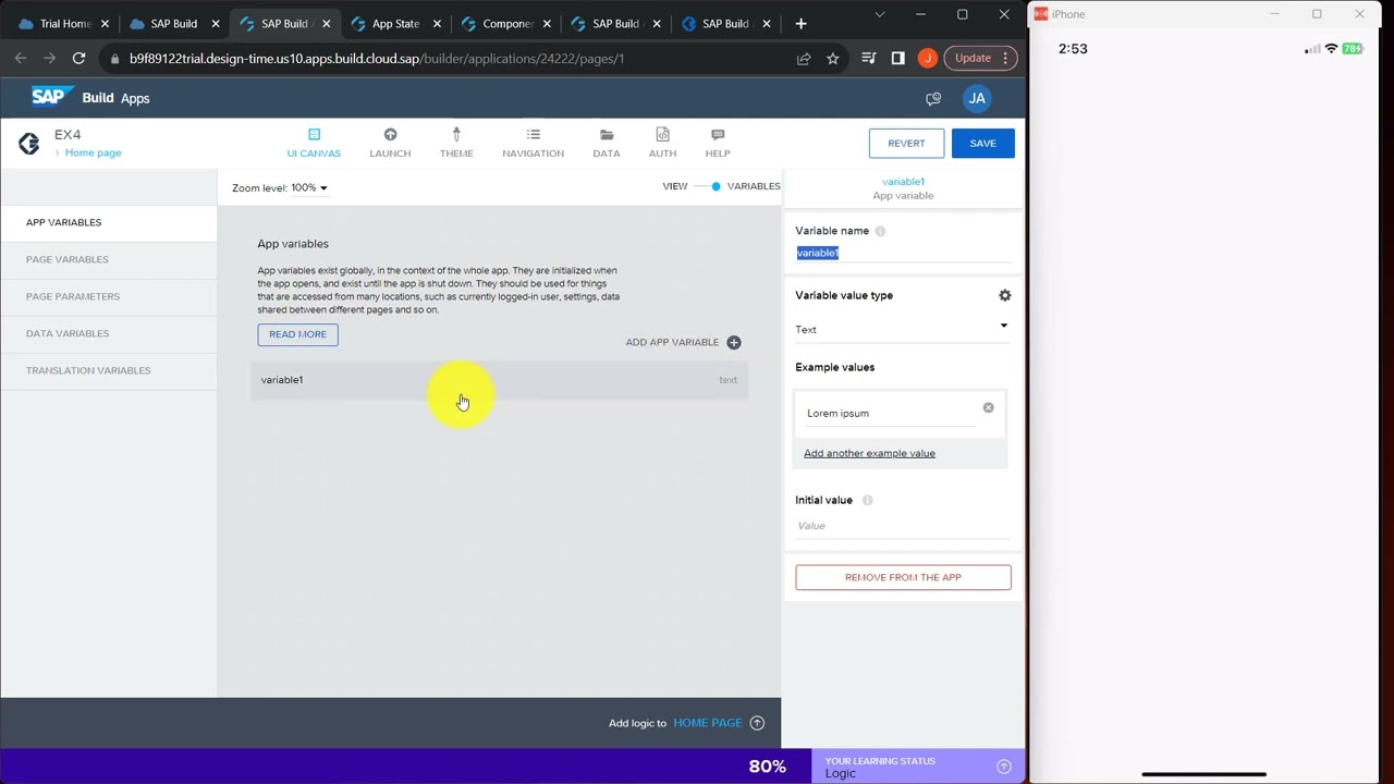 Sap Build Apps - Introduction to Variables