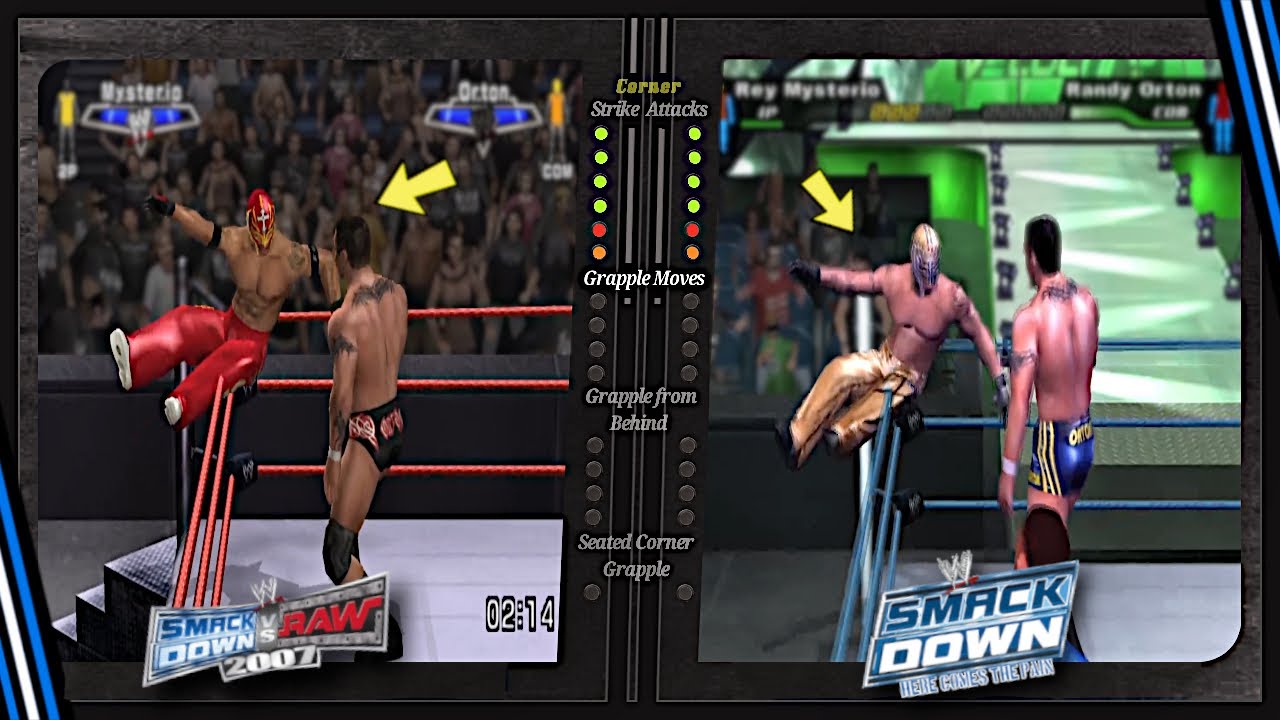 B) WWE Rey Mysterio Complete Moveset | SVR 07 vs. HCTP Moves Comparison