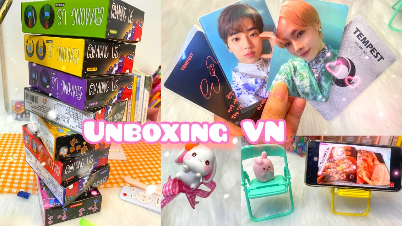 ASMR Unboxing 🍒 Photocard Tempest, bút rọc giấy dễ thương, lego among us...