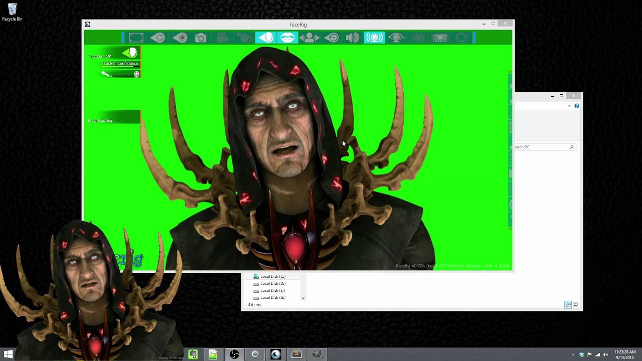 FaceRig: How to add green screen to character background for use chroma keying