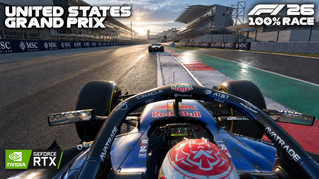 Red Bull RB22 Макса Ферстаппена &mdash; Гран-при США 2026 на трассе COTA, гонка 100% | F1 26 иммерсивны...