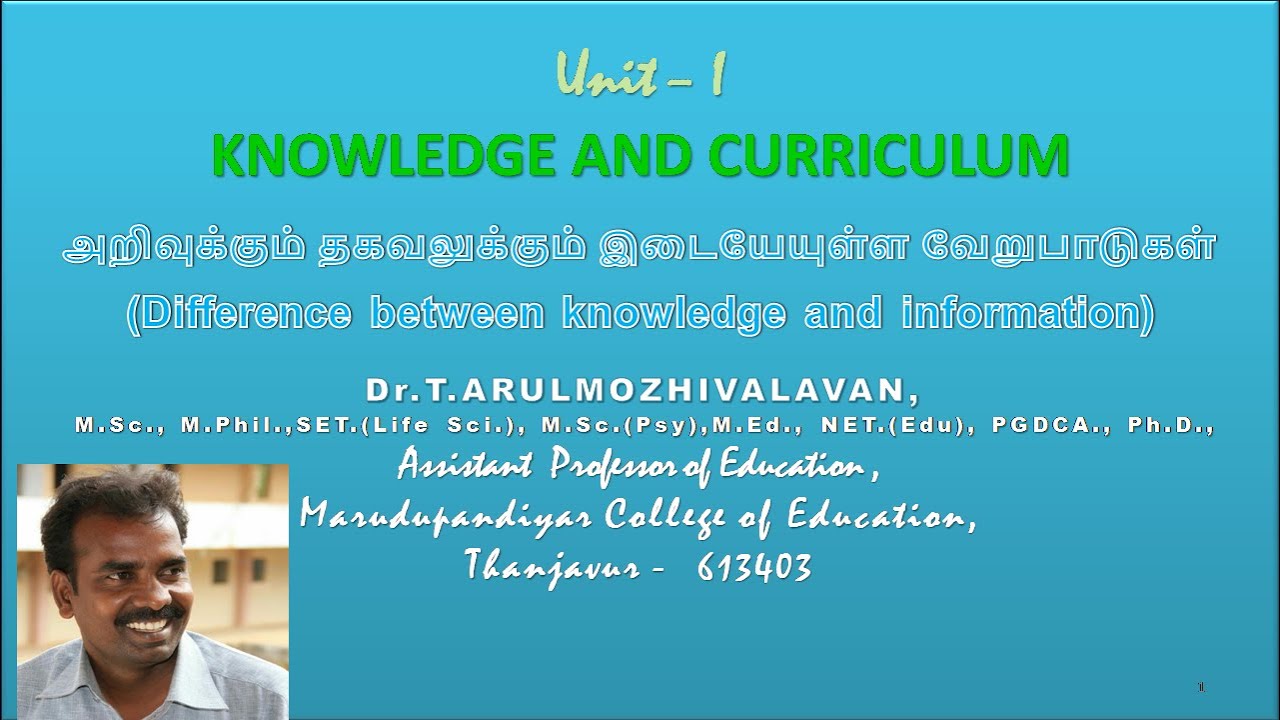 knowledge and curriculum I unit - I  (h. Distinction between knowledge and information) I B.ED II YR