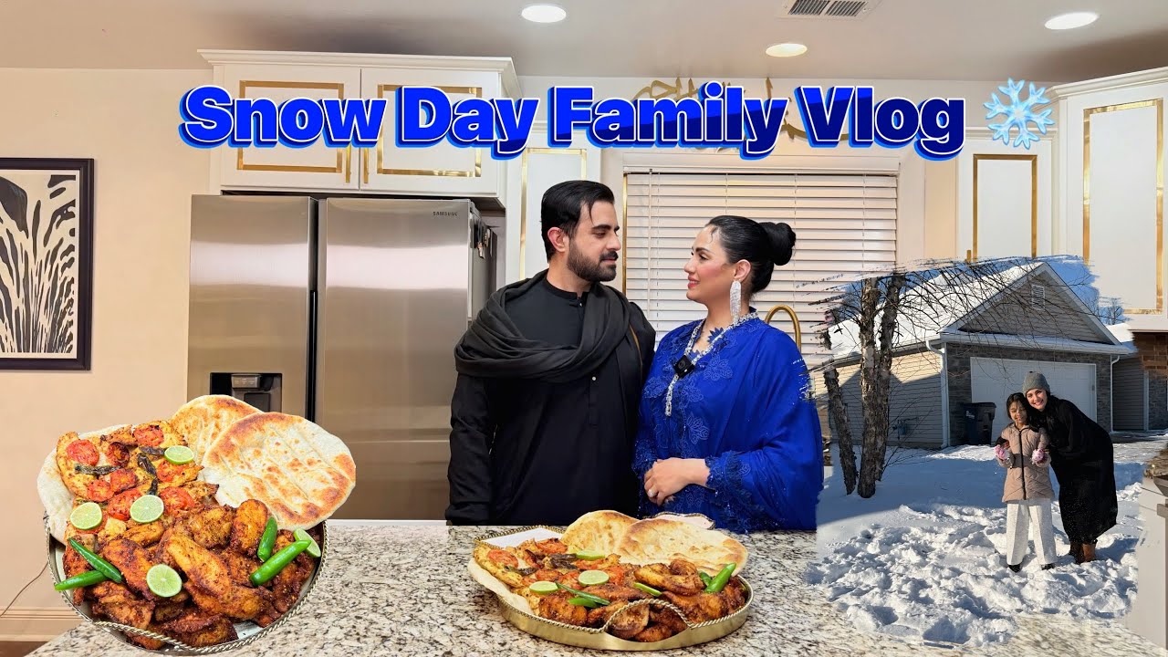 Snow Day Family Vlog ❄️ Playing in the Snow & Cooking Fried + Barbecue Fish🤗