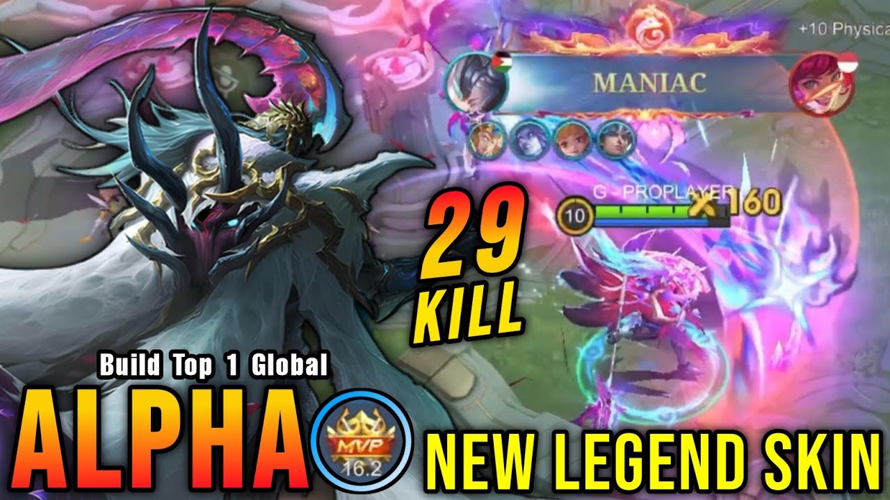 29 Kills + MANIAC!! Revenant of Roses Alpha New LEGEND Skin!! - Build Top 1 Global Alpha ~ MLBB