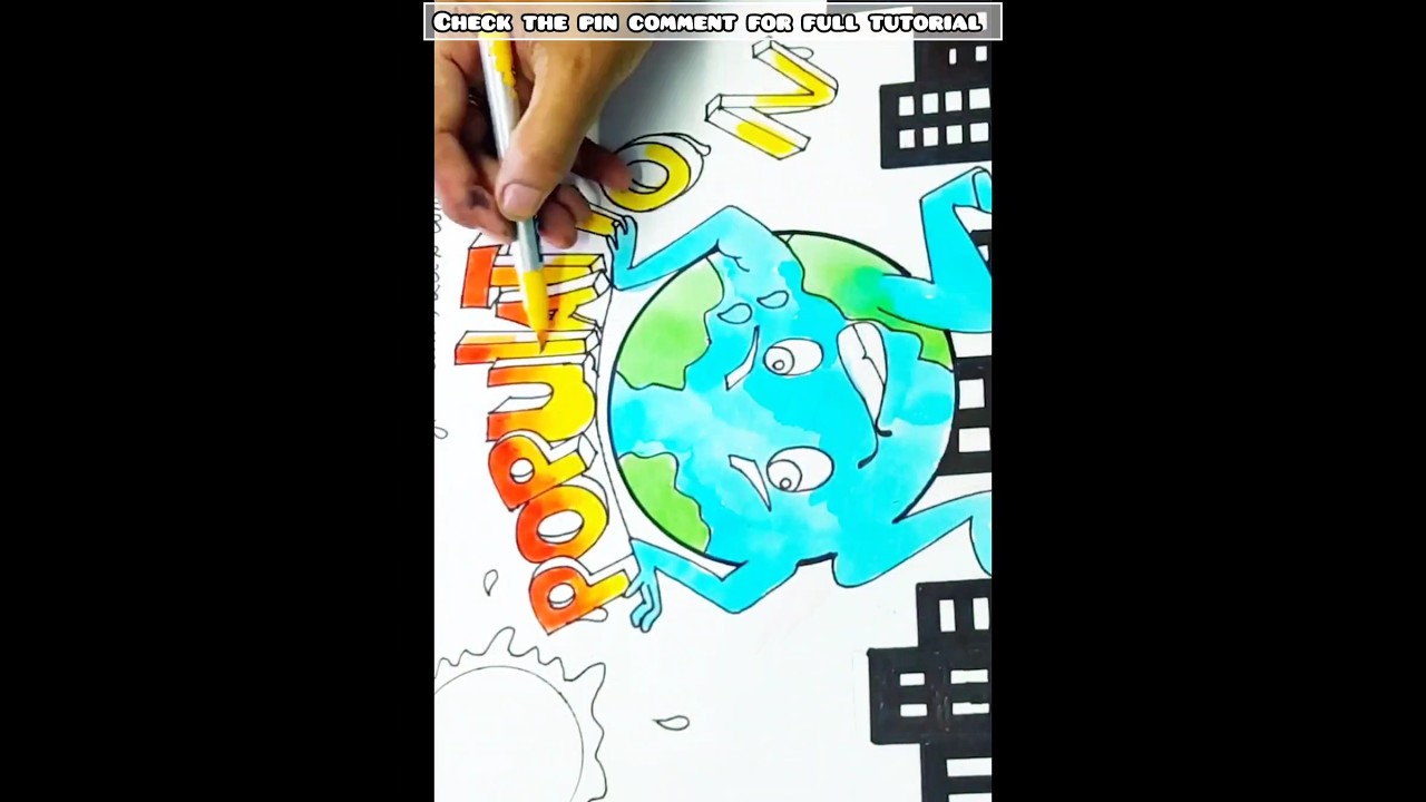 World Population Day Poster drawing / project chart making for competition /step by step