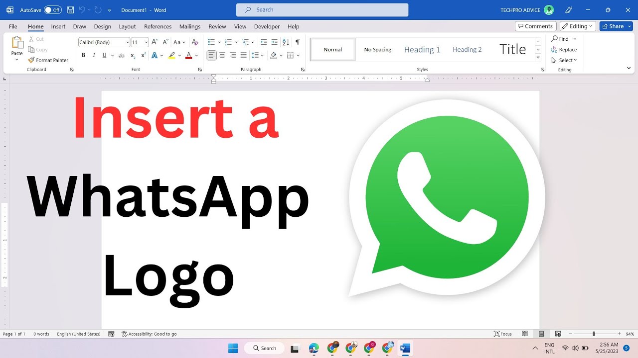 How to Insert WhatsApp Logo in Word 2023