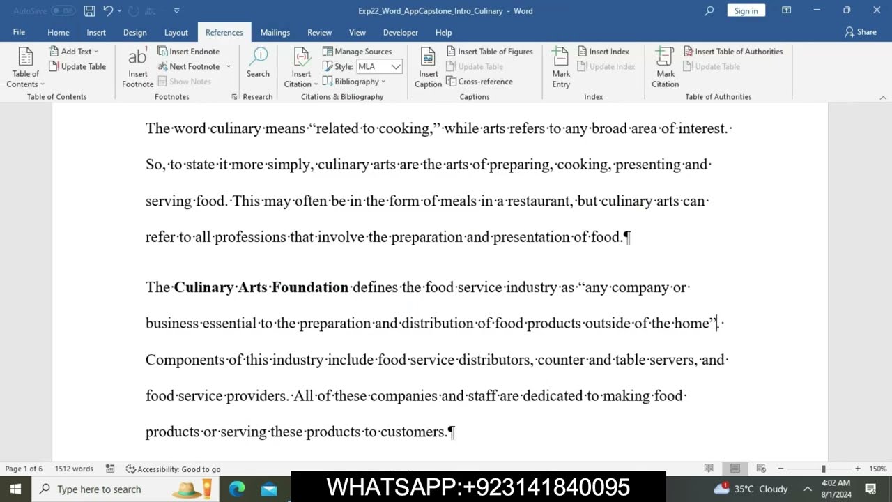 Exp22_Word_AppCapstone_Intro - Culinary | Word_AppCapstone_Intro - Culinary