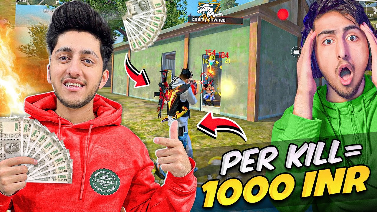 Per Kill ₹1000 Challenge With My Brother ​⁠@asarmyakshay Who Will Win The Most Money 💰- Free Fire