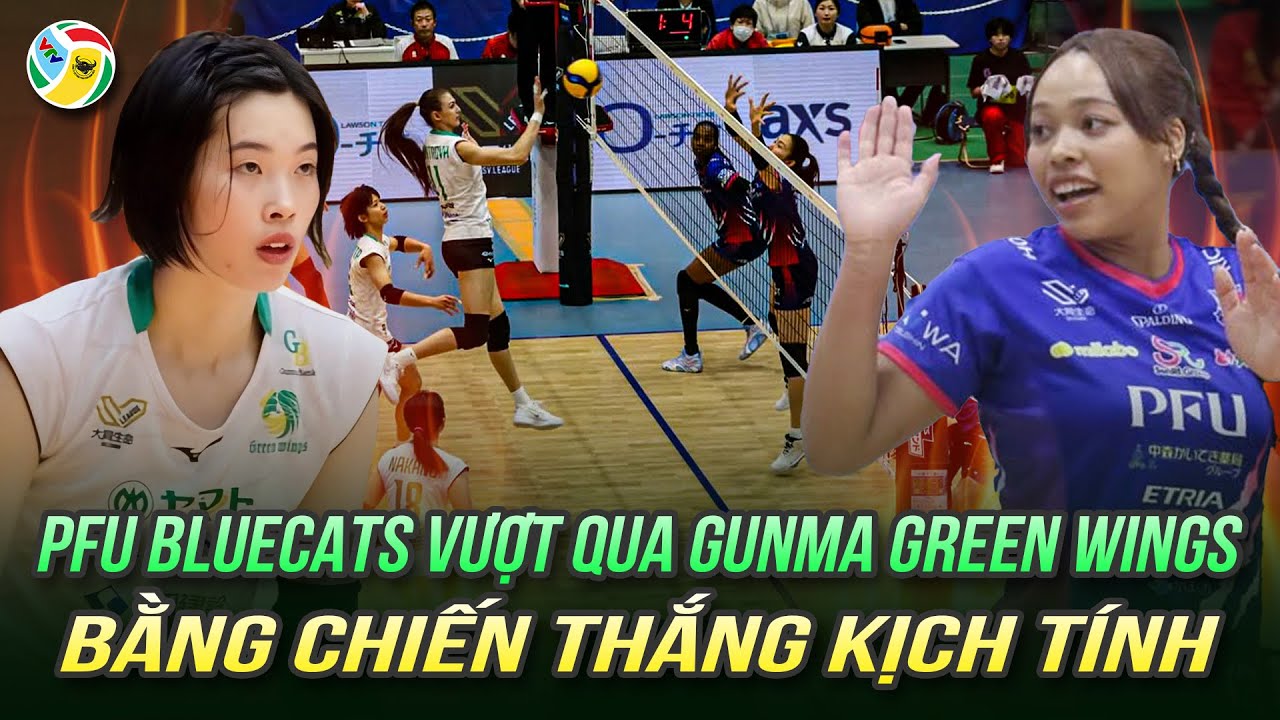 PFU BlueCats defeated Gunma Green Wings in a dramatic victory.