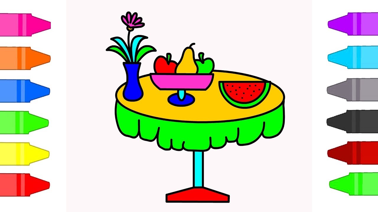 Dining Table  Coloring Pages for Kids | Coloring Book for Children