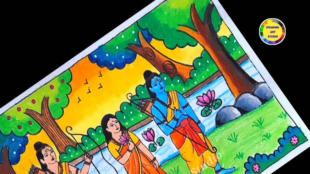 #ramnavami Ram Navami Drawing | Ram Navami Drawing Easy | Drawing Of Lord Ram , Sita And Laxman |