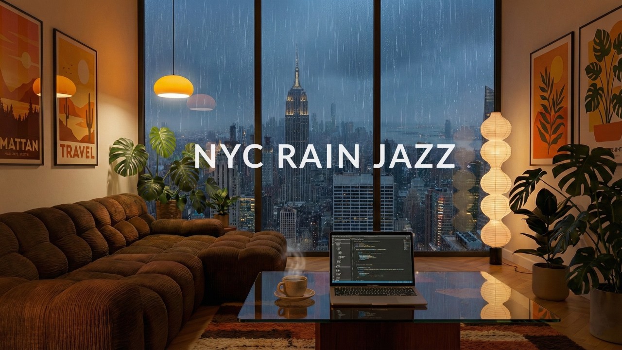 Rainy NYC Night Lofi: 2 Hours Soft Jazz Cafe Focus #jazz