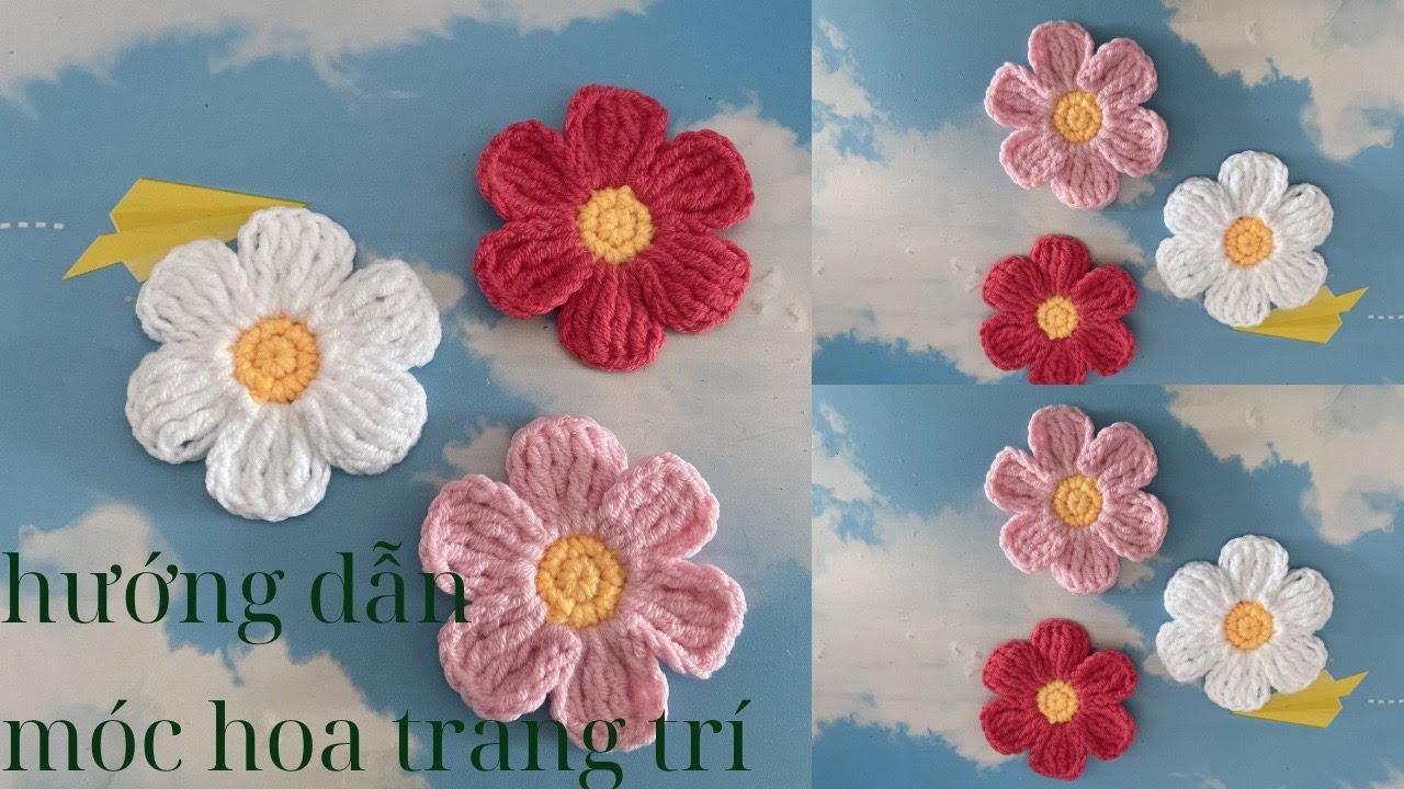 hướng dẫn m&oacute;c hoa trang tr&iacute; phụ kiện đơn giản cho người mới | crochet flower tutorial
