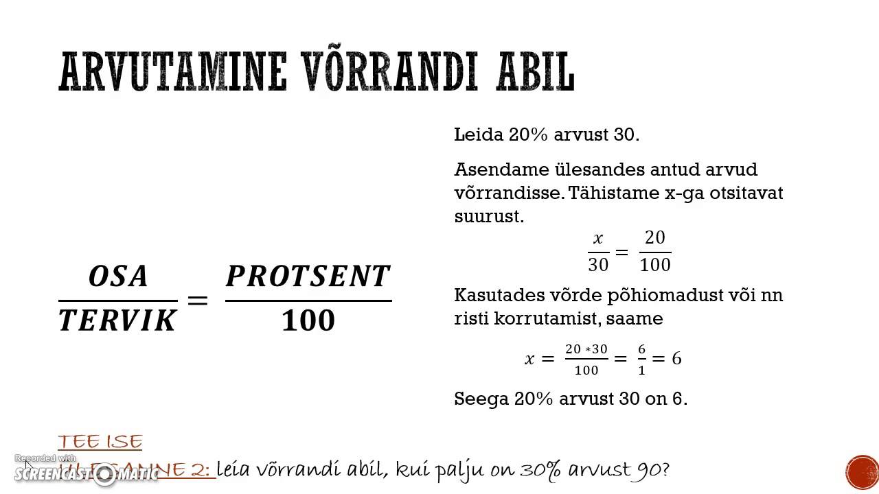 Protsent: esimene kodutöö