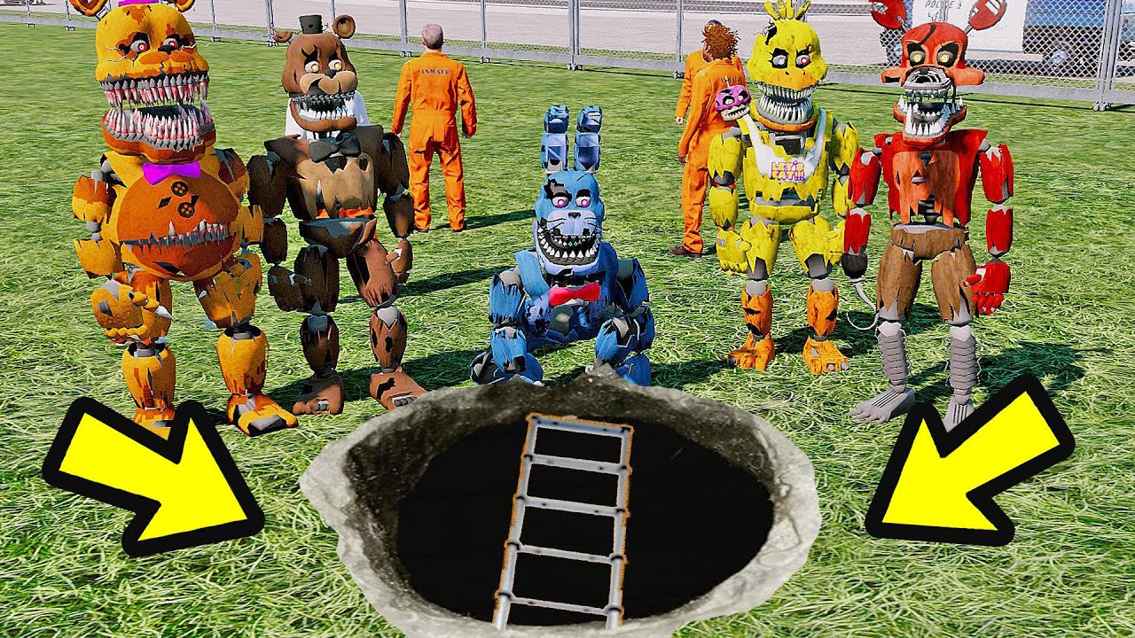 ANIMATRONICS PODEM FUGIR DA PRISÃO DA ILHA DE  ALCATRAZ? | GTA V Five Nights at Freddy's