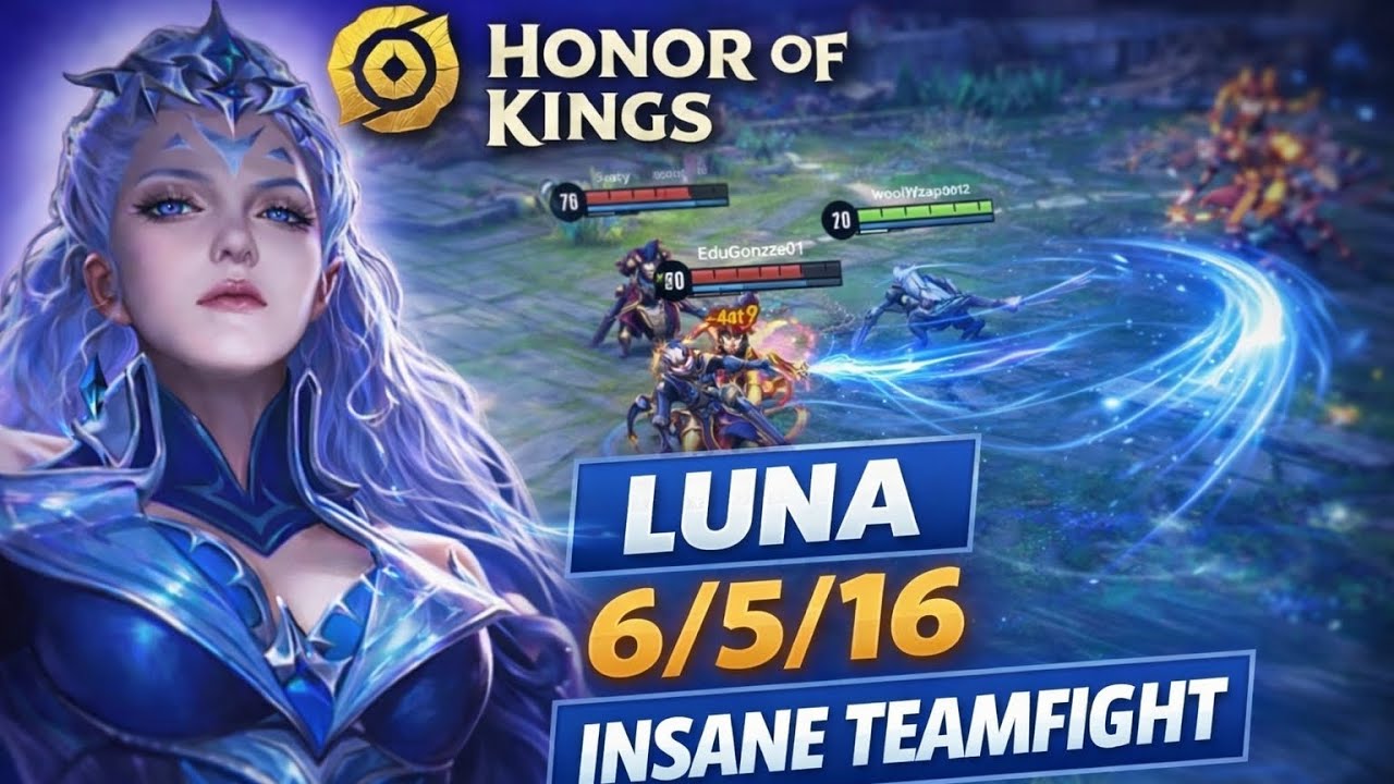 Luna Gameplay | 6 Kills 16 Assists | Honor of Kings Ranked Match