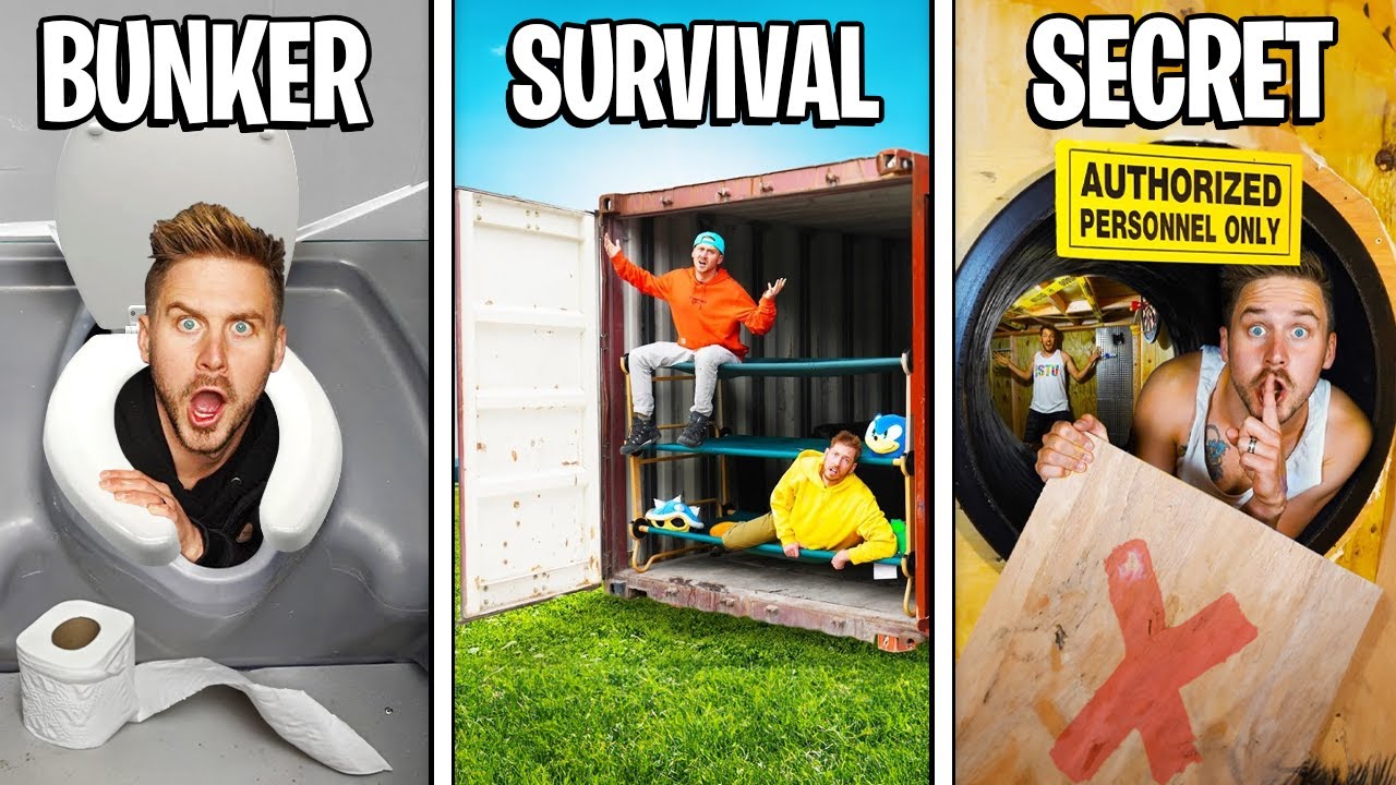 SURVIVING IN SECRET HOMEMADE BUNKERS!
