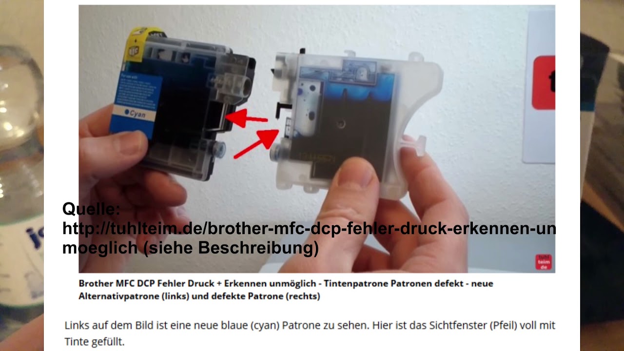 Brother - Fehlermelung: Druck unm&ouml;glich/ Erkennen unm&ouml;glich/ Tintenpatrone leer *gel&ouml;st*