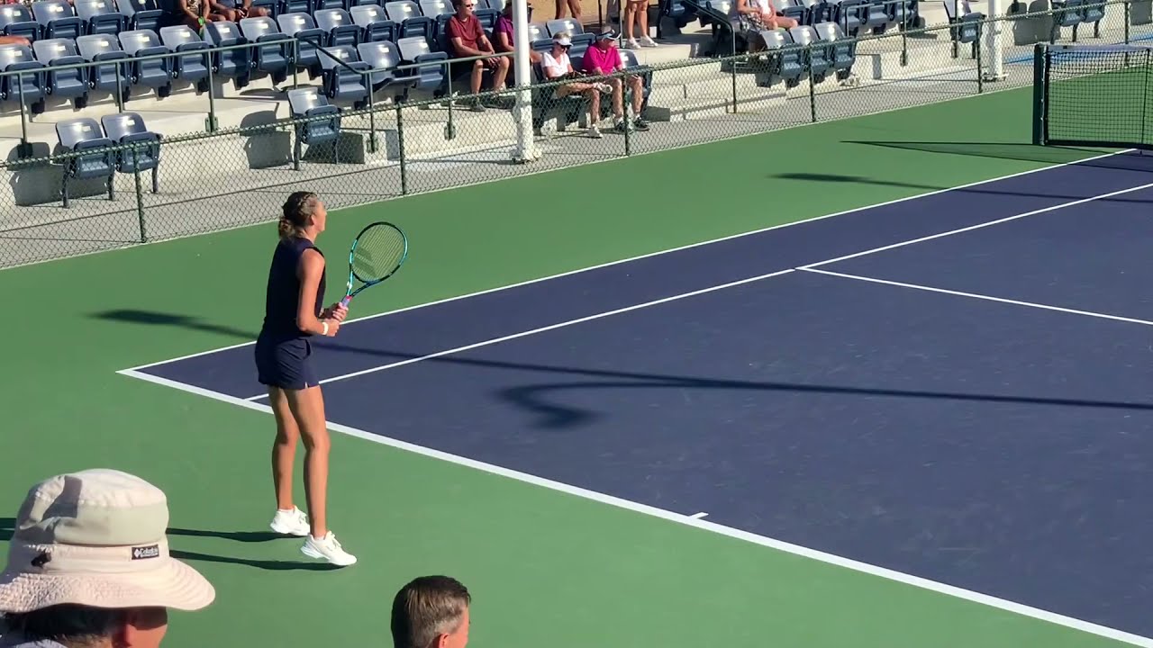 Karolina Pliskova practicing with Gael Monfils at Indian Wells Tennis BNP Paribas 2021