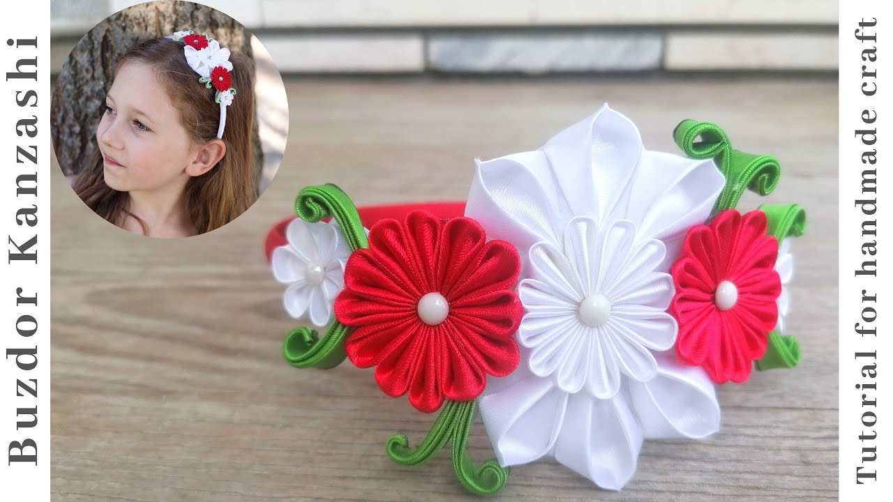 Kanzashi Hajdísz szatén szalagból / Kanzashi flowers