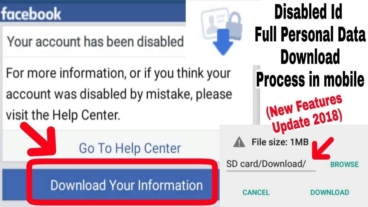 Solved Facebook Disabled Accounts Personal Full Data Download Problem in Mobile | New Update 2018