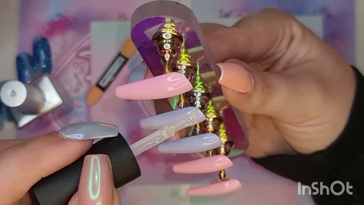 Pink Lemonade & Orchid Chrome Cateye Nail Design