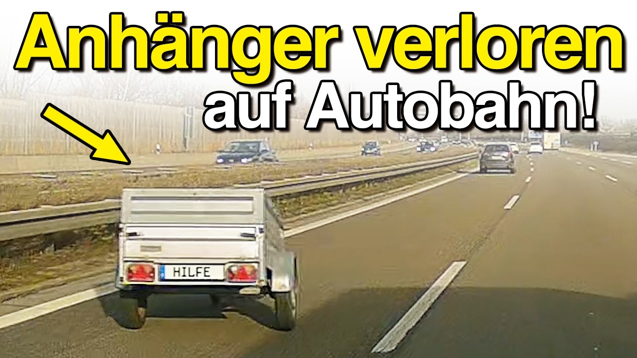 Verlorener Anhänger auf Autobahn, Motorrad-Raser und Kettenauffahrunfall | Dashcam Deutschland #193