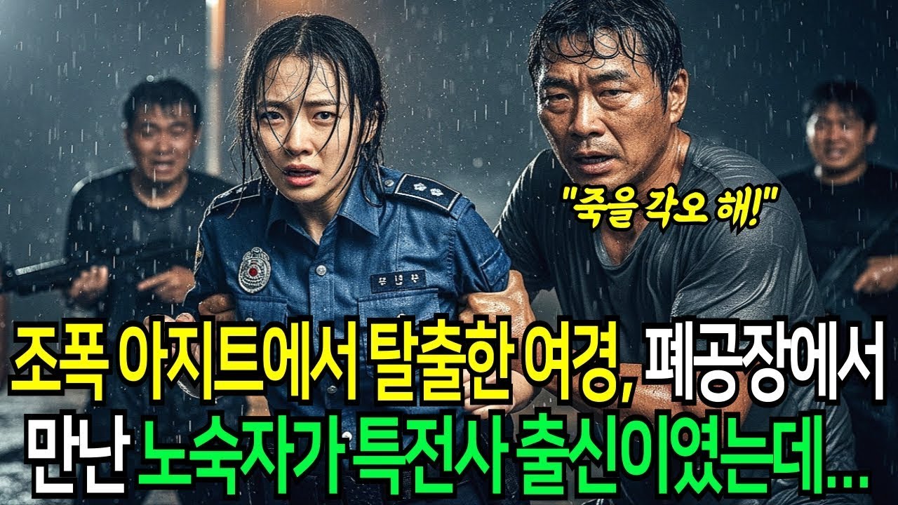 조폭 아지트에서 탈출한 여경, 폐공장에서 만난 노숙자가 특전사 출신이였는데