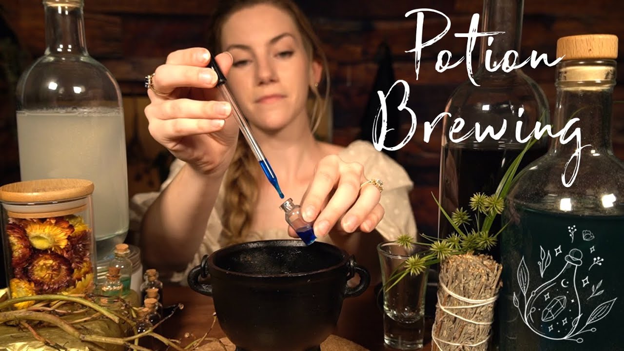 ASMR | An Evening of Potion Brewing | Fantasy Roleplay, Tapping, Mortar and Pestle, Soft Spoken